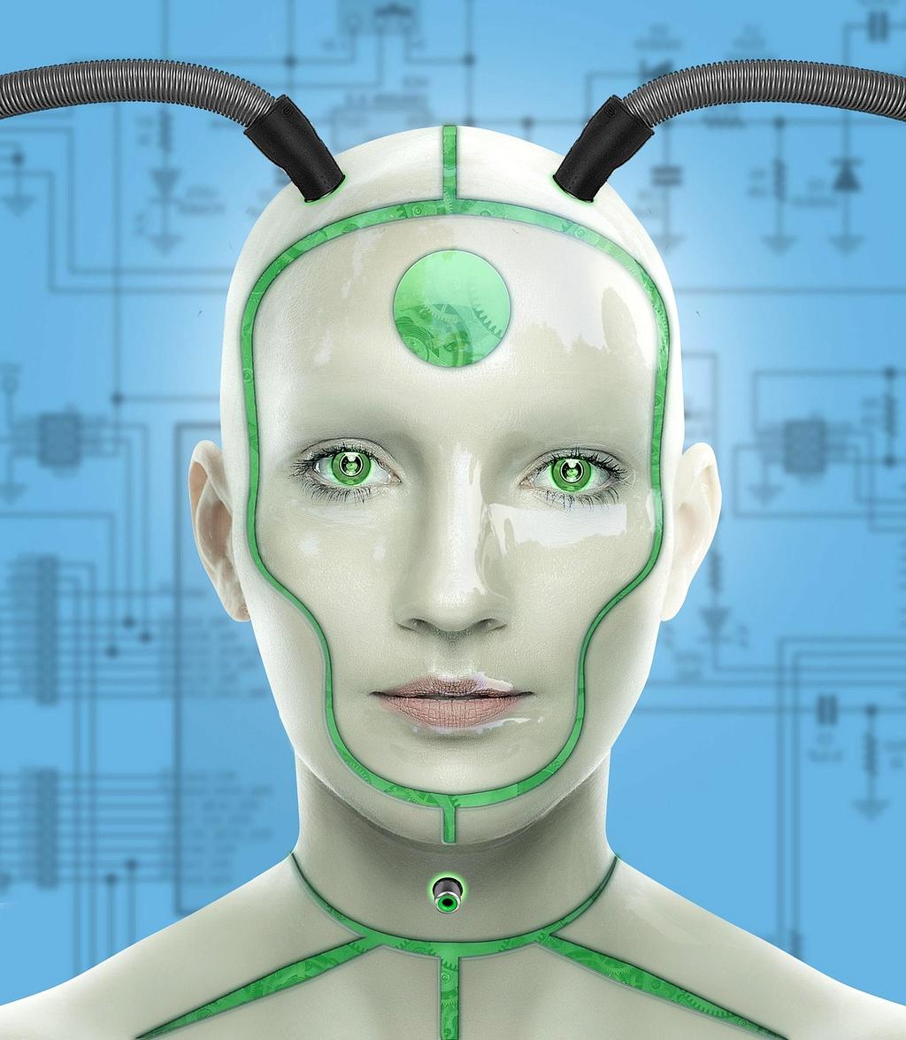 An illustration of AI facing off against cybersecurity measures.